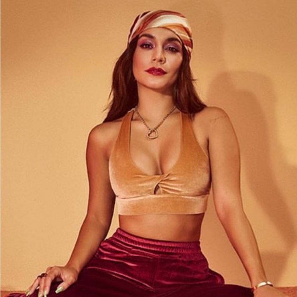 Gold Oasis Crushed Velour Twist Sports Bra